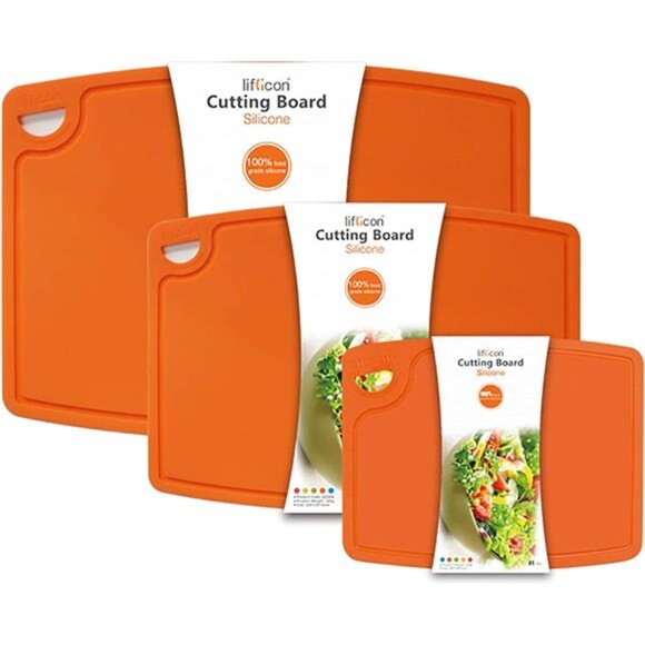 Silicone Thick Cutting Boards Mats Set of 3pcs Foldable & Flexible Design Juice - Picture 1 of 7